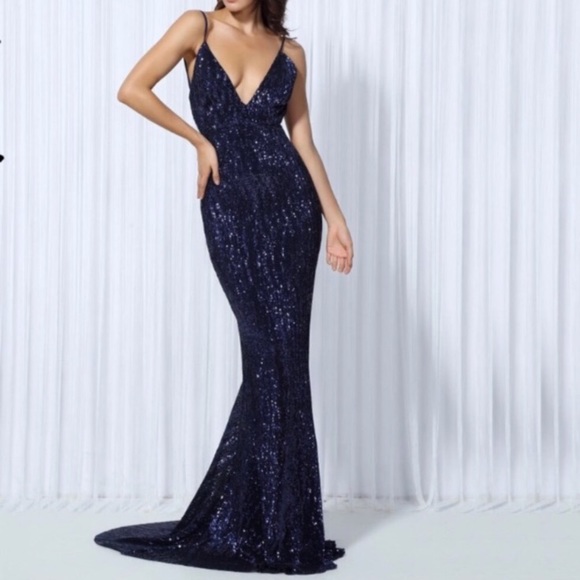 blue sequin mermaid dress
